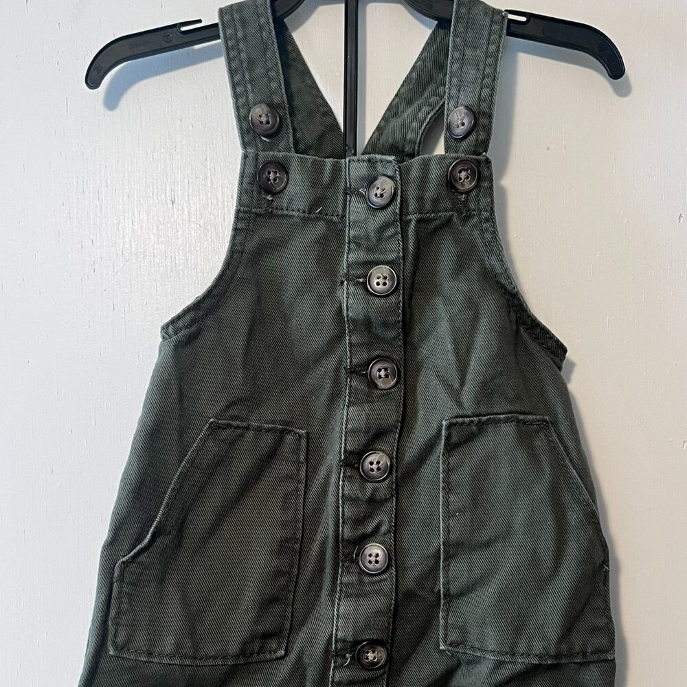 Wonder Nation Army Green Overalls Denim Dress Size 18 Months